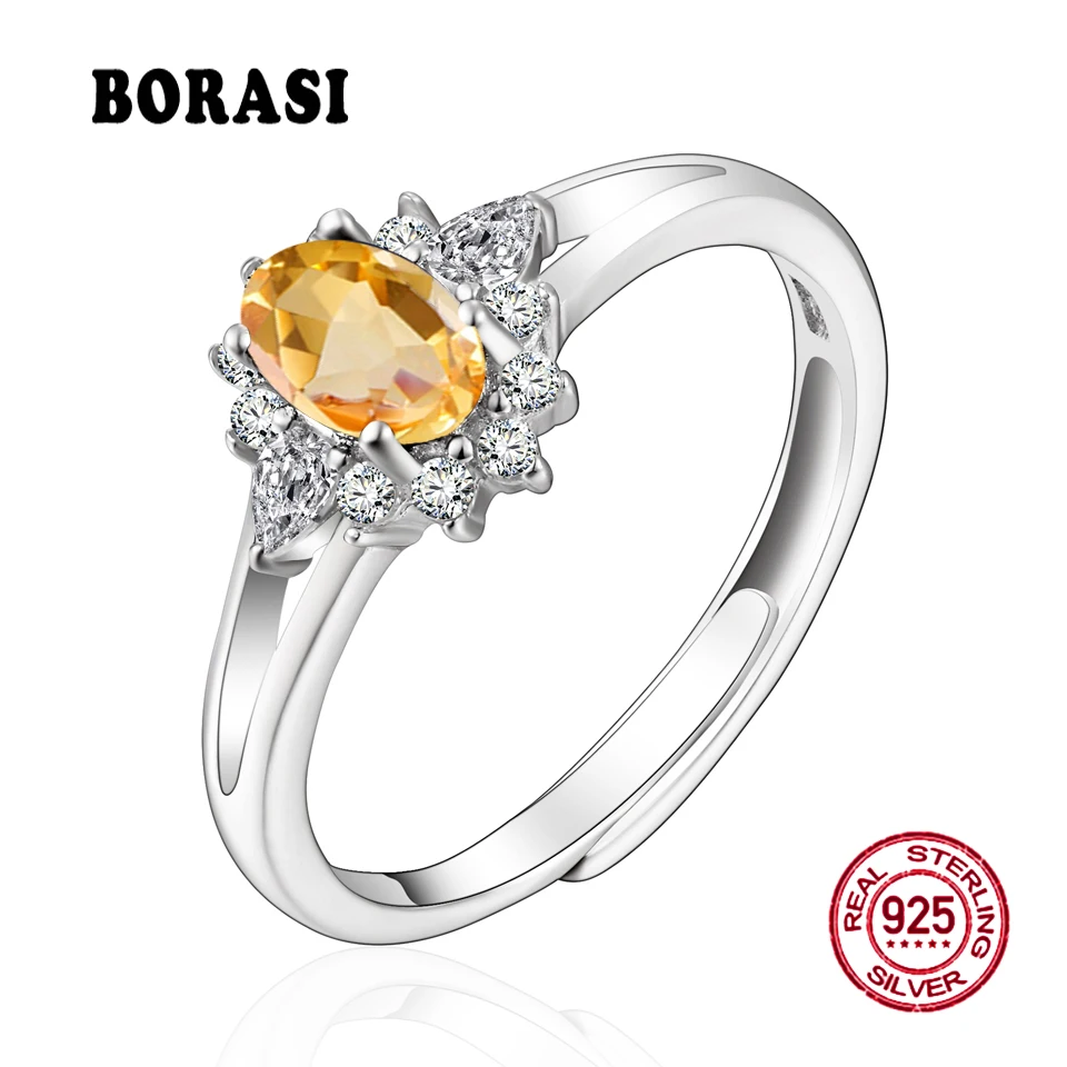 

Genuine 925 Sterling Silver Jewelry 0.7ct Natural Stone Flower Rings For Women Crystal Fine Jewelry Engagement Wedding Ring