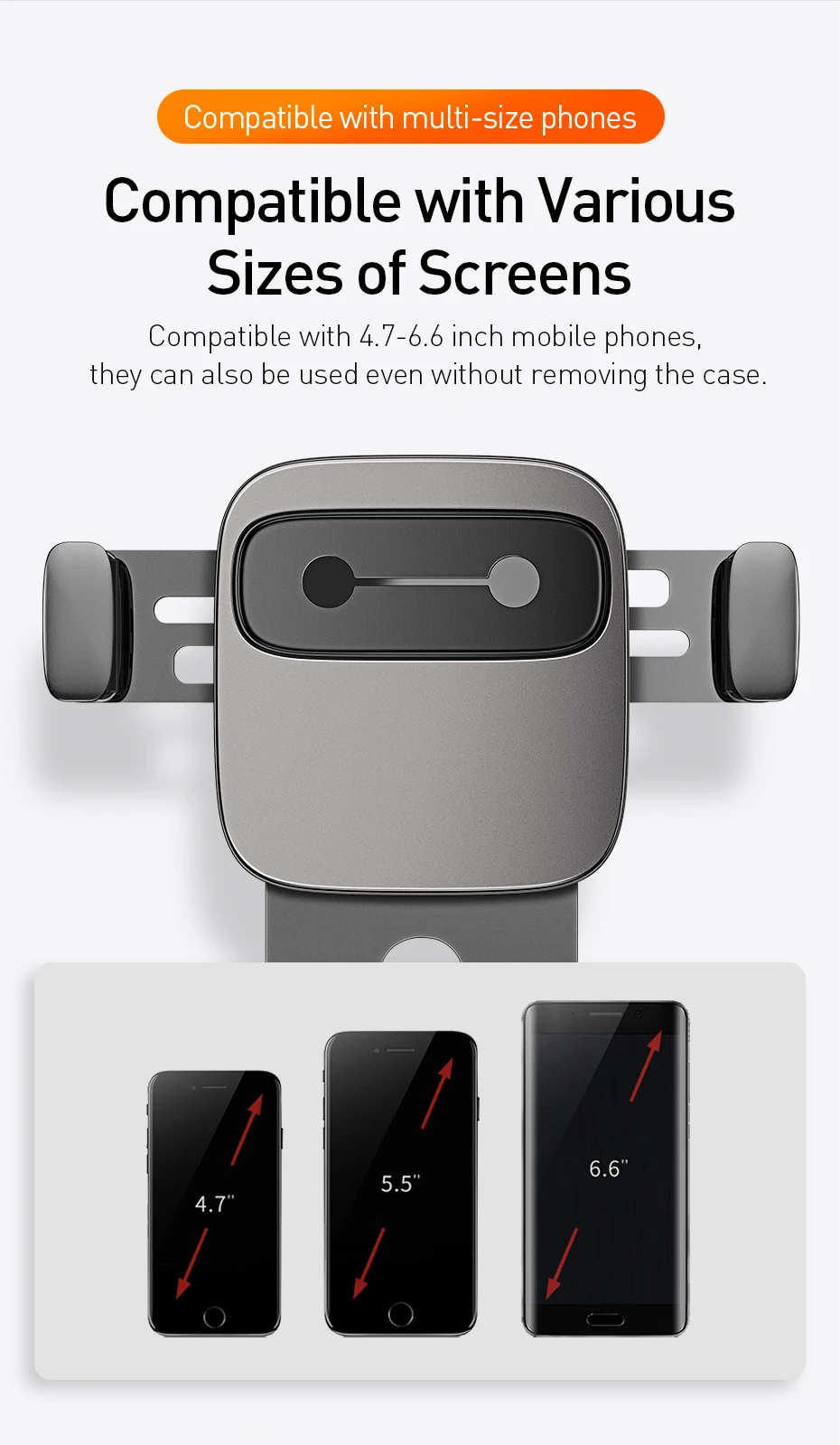 Baseus Автомобильная Подставка для телефона из алюминиевого сплава для Iphone X XS Max samsung 4,7-6,6 дюймов