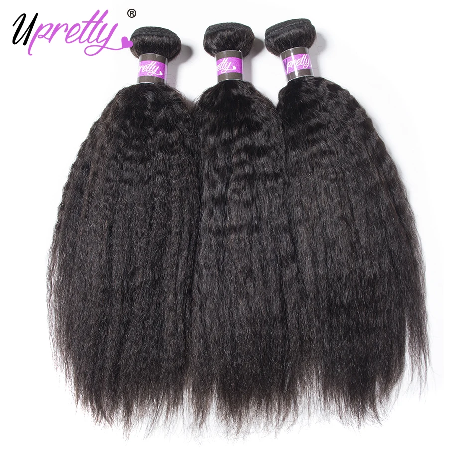 Upretty Brazilian Hair Weave 3 Bundles Kinky Straight Human Hair