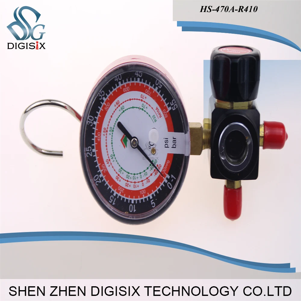 Free shipping Hvac 1-way Manifold gauge HS-470A-R410 Single Gauge For R410 With 2pcs High Pressure Hose