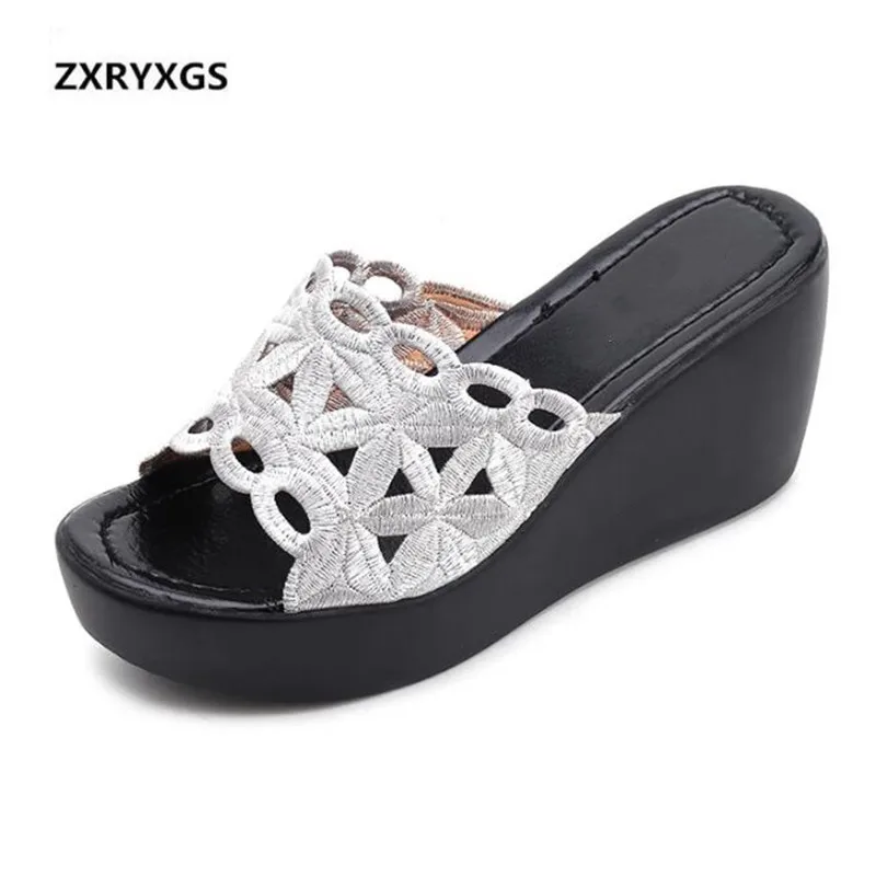 

ZXRYXGS Brand Shoes Sandals Women 2019 New Summer Fashion Hollow Wedges Shoes Women Slippers Non-slip Comfort Casual Sandals