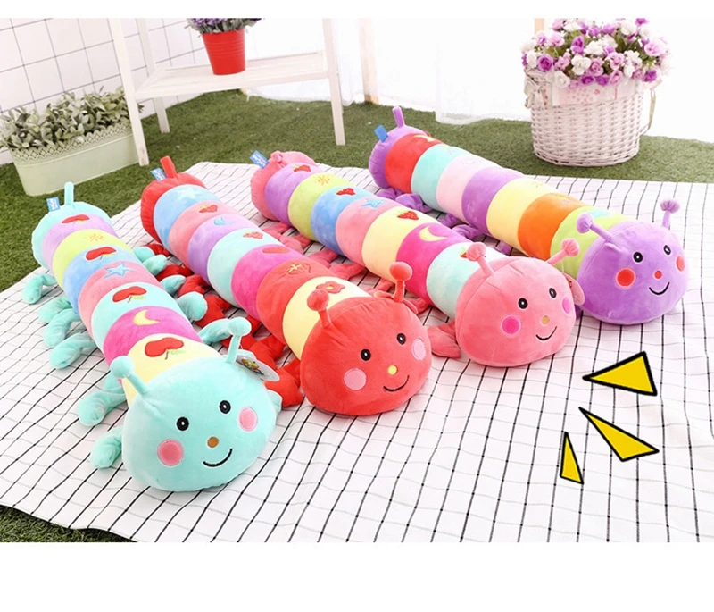 Dorimytrader Kawaii Soft Caterpillar Plush Sleeping Pillow Doll Huge Stuffed Colorful Anime Toys Doll for Children Gift Decoration 190cm DY50232 (30)