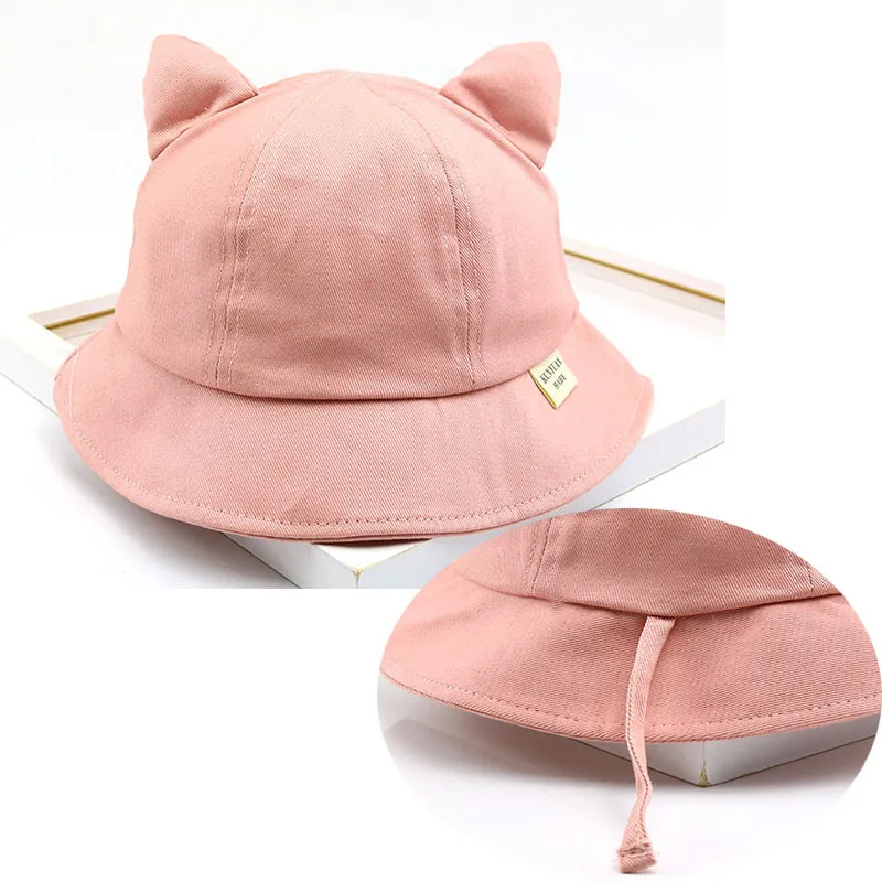 

2019 Baby hats New fashion Cute cartoon cat basin cap Korean spring and summer new fisherman hat beanies kids photography props
