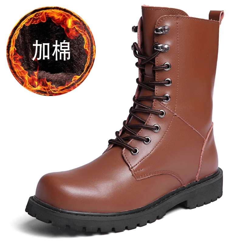

Hot Sale Autumn Winter Men Tactical Military Boots High Top Warm Fur Marten Shoes Male Large Size Military Boots Combat Boots