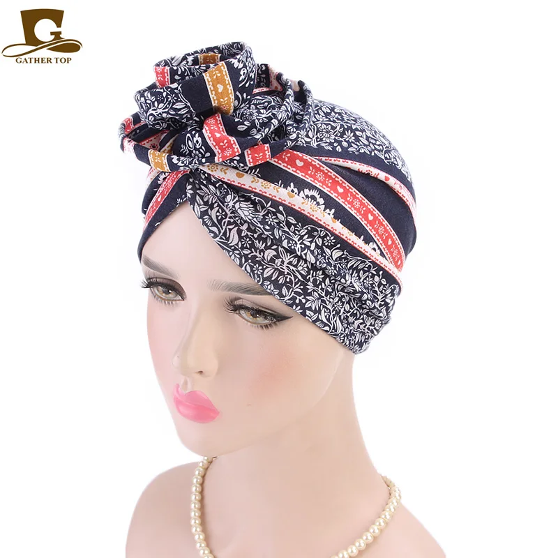 Новая мода Элегантный 3D тюрбан с цветком для женщин Рак шапочка при химиотерапии шапки мусульманские турбанты вечерние хиджаб головные уборы аксессуары для волос