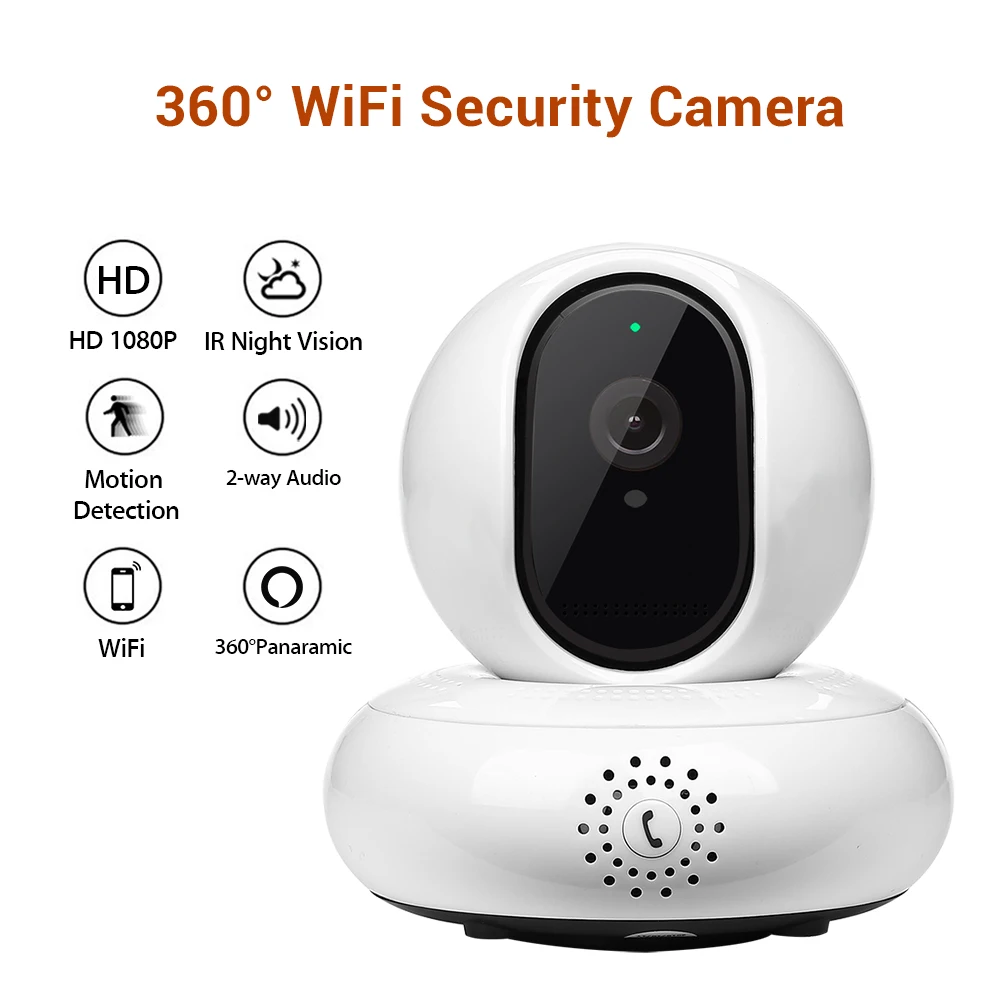 

WiFi Wireless Fish Eye IP Camera HD 1080P Video Security Panoramic 360 Degree Webcam Home Intercom Two Way Audio Baby Monitor
