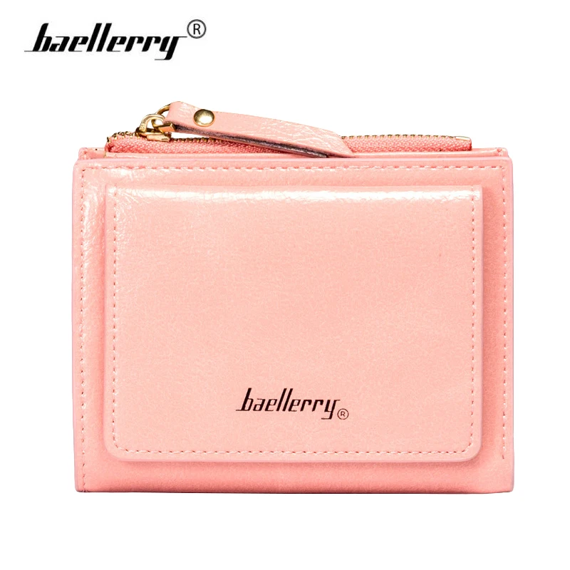 

Baellerry Korean Small Wallet Women Leather Card Holder Vallet Ladies Wallet Zipper Coin Pocket Slim Money Purse Women Red Pink