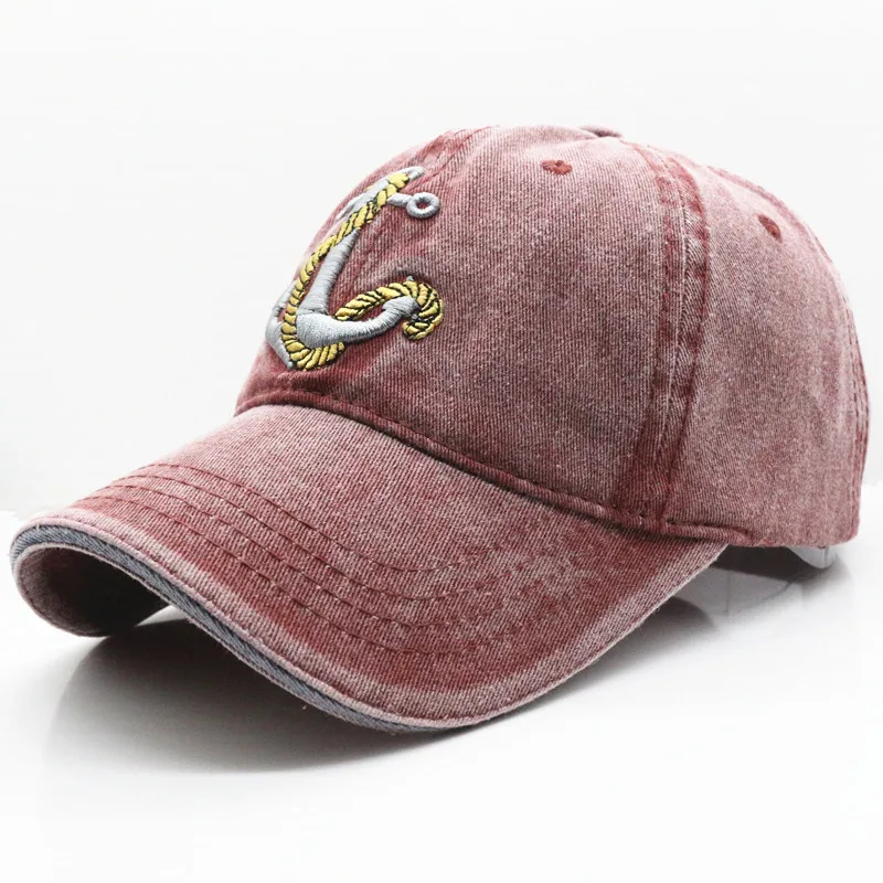New Arrivals Washed Cotton Anchor Baseball Cap Vintage Casual Hat