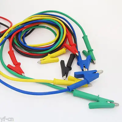 4sets 5colors Silicone High Voltage Alligator Clip to Alligator Clip Test Leads