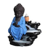 T Будда благовония горелки керамический, с обратным потоком курильница домашний офис Декор чай дом украшения буддийские предметы+ 10 шт конус благовония s