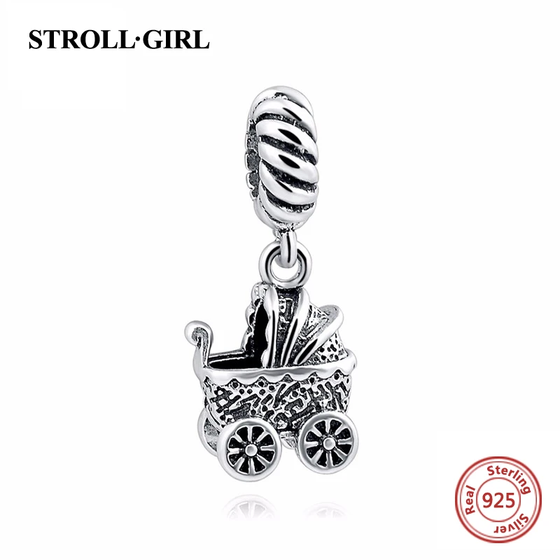 StrollGirl diy beads Baby boy and girl carriage charms collection sivler color 925 fit authentic bracelet jewelry making gifts