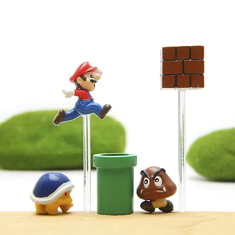 Super Mario Bros Mushroom Toad Mini Action Figures Mario Nendoroid PVC Birthday Decorations Toys Yoshi Question Mini Blocks Toy