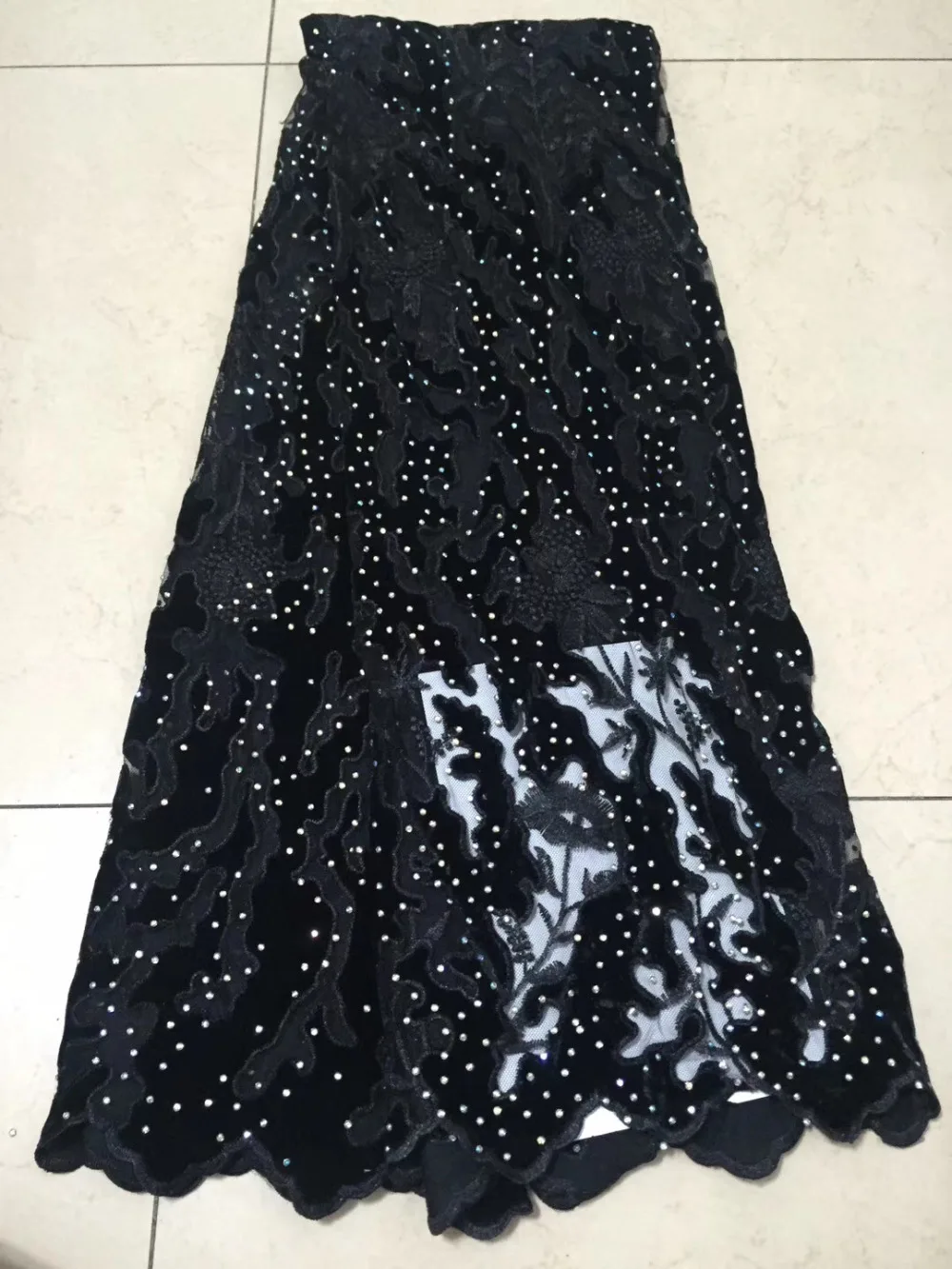 

2018 Beautiful black Mesh Material African Bridal Lace Fabric High Quality With lots of stones Nigerian French Tulle Lace