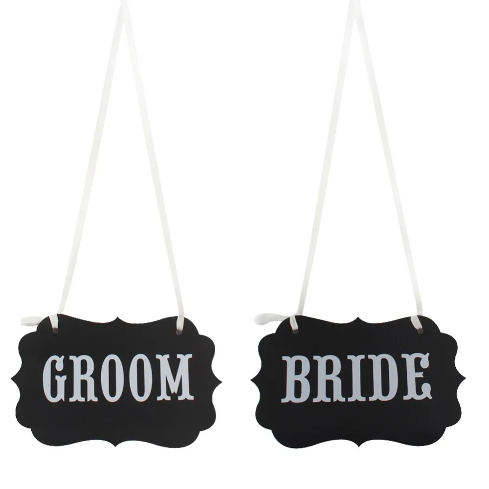 MR & MRS / BRIDE&GROOM Kraft Paper Board Ribbon Photo Props Chair Signs Wedding Decoration Letter Sign Event Party Supplies