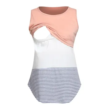 

Women Mom Pregnant Nursing Baby Maternity Sleeveless Striped Blouse Cloth ropa mujer Clothes For Pregnant Women Dropshipping D4