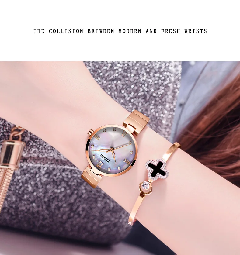 Fashion Women Watches Best Sell Star Sky Dial Clock Luxury Rose Gold Women's Bracelet Quartz Wrist Watches New G-1267G-7M