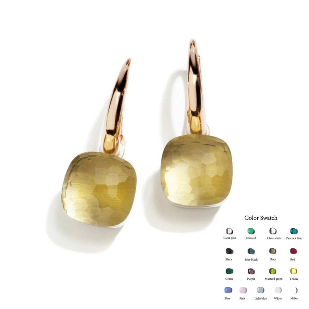 

2019 Designer Popular Brand Candy Color Dangle Earrings For Women Luxury Rose Gold 585 Silver Jewelry Mix Your Own Style Bijoux