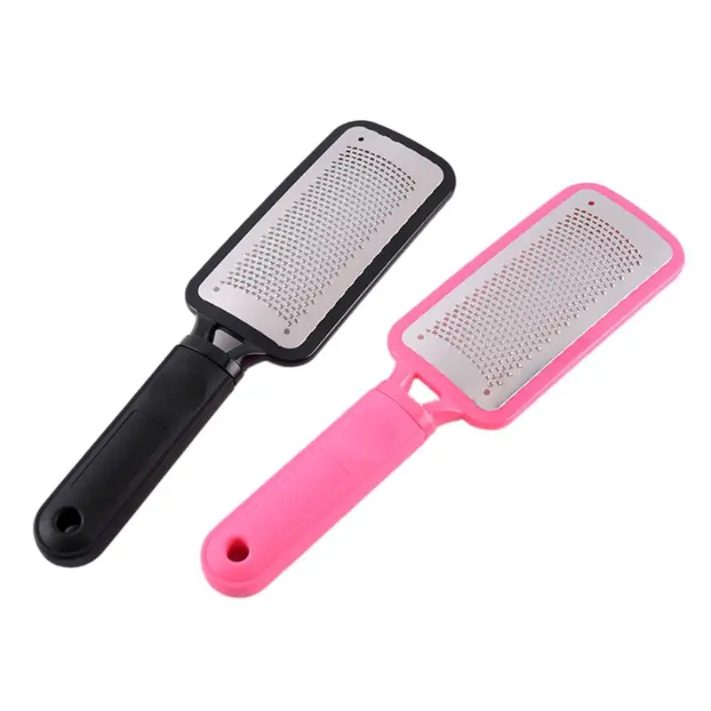 

Rectangle Shape Stainless Steel Foot Rasp File Scrubber Anti-Skid Plastic Handle Pedicure Exfoliate Dead Skin Heel Callus Remove