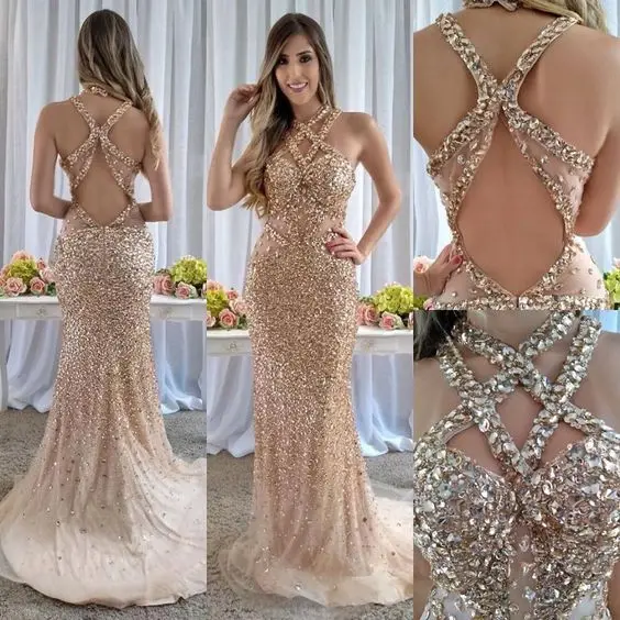 New Bling Bling Long Prom Dresses 2019 