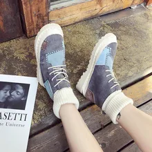 JINBEILEE Winter Wild High-top Canvas Lace-up Female Boots Cloth Wind Patch Fashion Boots Wpmen's Casual Walking Shoes JINBEILEE Winter Wild High-top Canvas Lace-up Female Boots Cloth Wind Patch Fashion Boots Wpmen's Casual Walking Shoes
