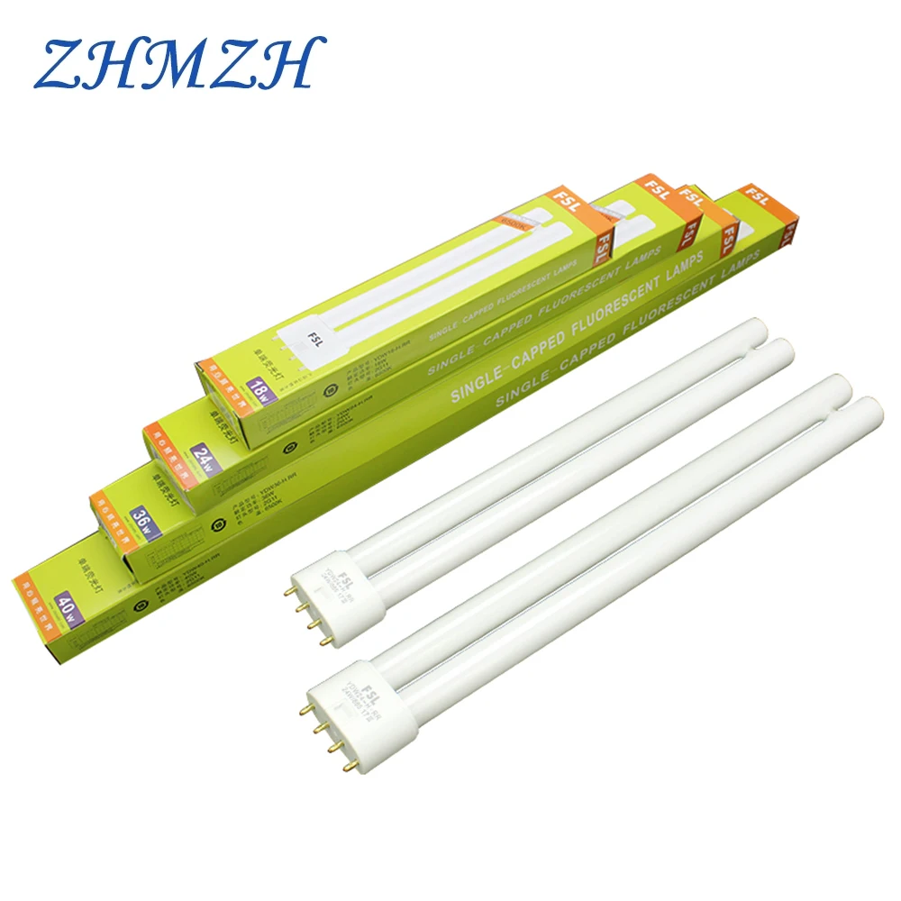 PL-L 2G11 Base Energy Saving Tube H 18W 24W 36W 40W 55W Fluorescent Lamp 4 Pins Twin-Tube Energy-saving Light Bulb White Yellow fluorescent light tubes