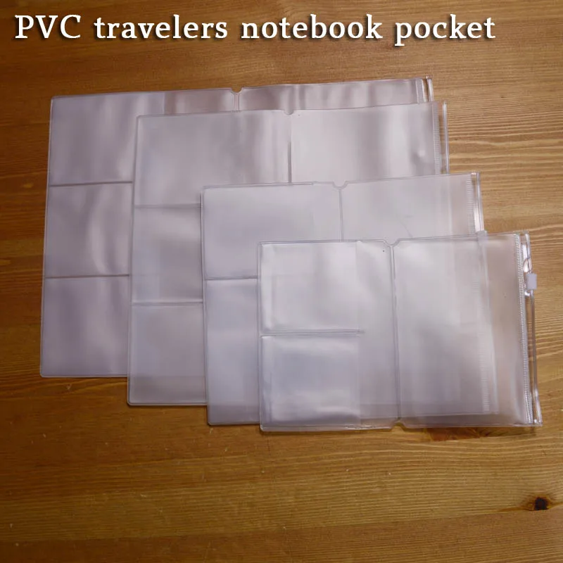 

A5 pvc Leather travelers notebook pocket Practical Transparent Storage Zipper Bag Standard Diary Card and ticket Bill Refill bag