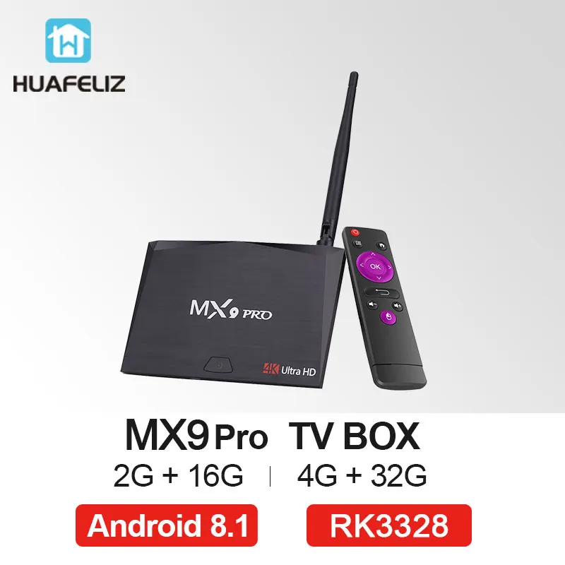 Kopen MX9 Pro Android 7.1 Smart TV Box RK3328 Quad Core 4 gb 32 gb WiFi BT 4.1 USB 3.0 Media speler H.265 VP9 HDR 4 k PK H96