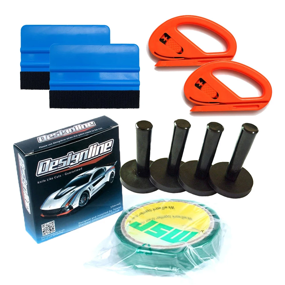 

Car Wrap Kits 4 PC Magnet Holder / 2 PC Squeegees /2 PC Vinyl Cutter/ 1 PC Knifeless Pro Installation Tools Tape