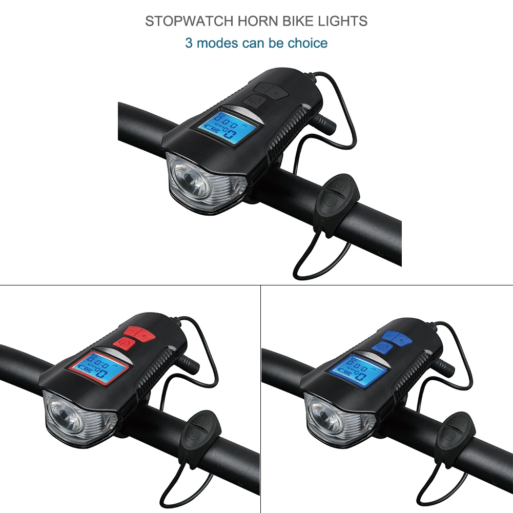 Clearance Bike Light Rechargeable USB MTB Bicycle Headlight Cycle Lights LED Flashlight for Bicycle Front Light Speedometer Horn 3 in 1 2