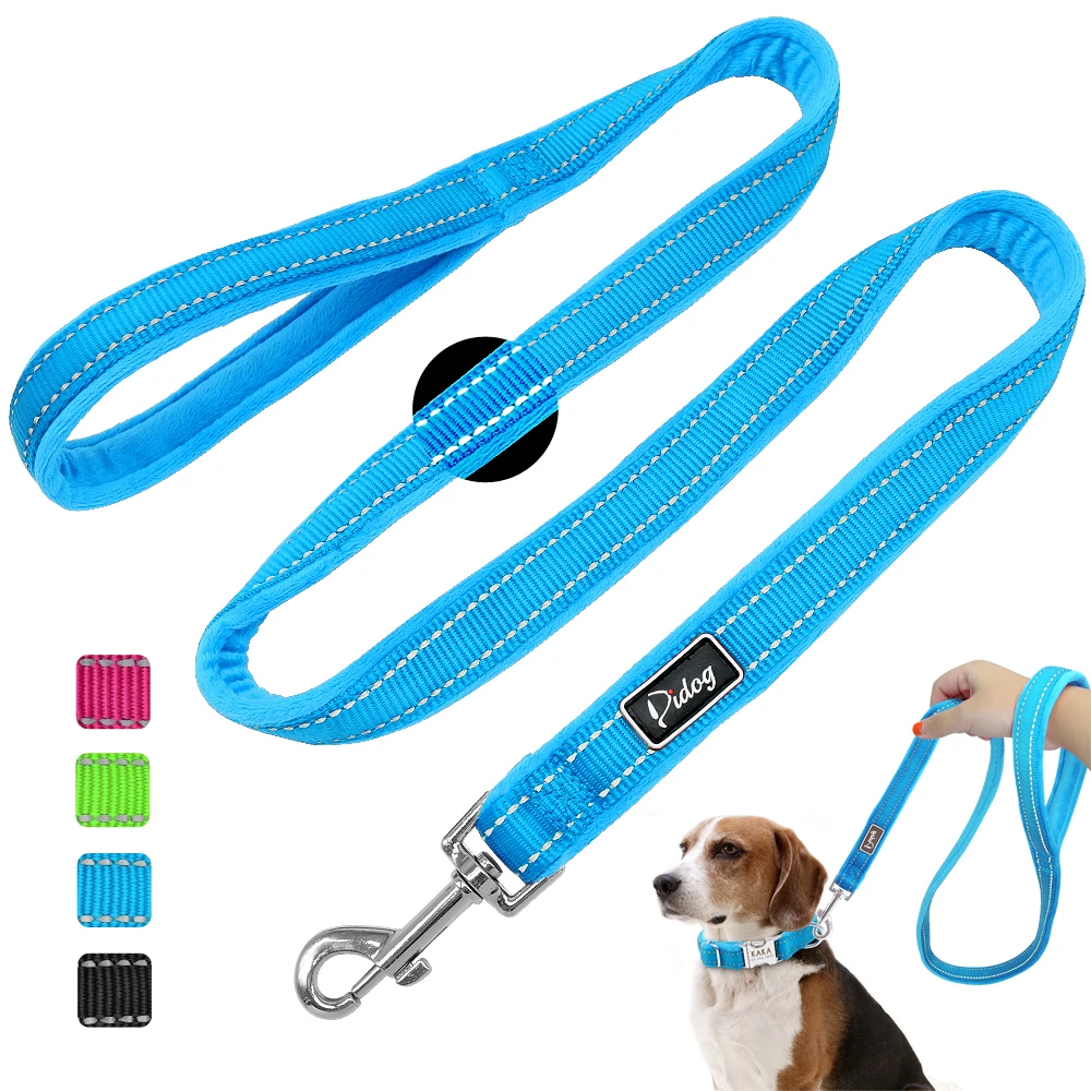 

Padded Dog Leash Nylon Leash Reflective Pet Lead Dogs Outdoor Walking Leads Belt for Pitbull French Bulldog S M correa perro