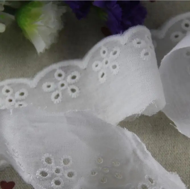 5 Yards 3 Colors 100% Cotton Embroidered Lace Trim Cloth Hollow Clothing Accessories DIY Fabric | Дом и сад
