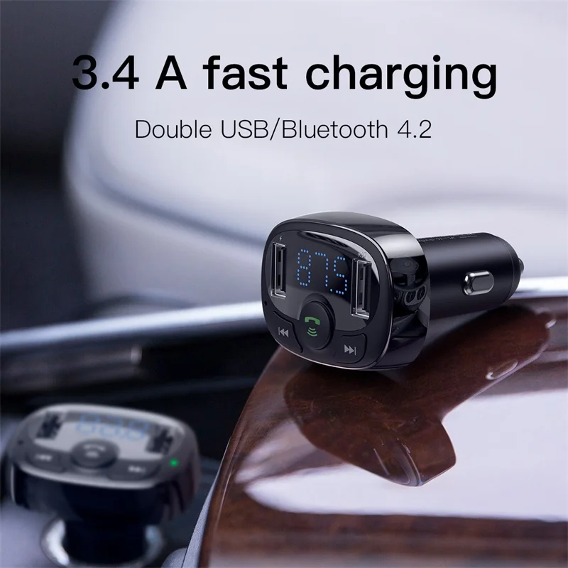 Baseus FM передатчик гарнитура Bluetooth автомобильный комплект для стандартного ЖК MP3