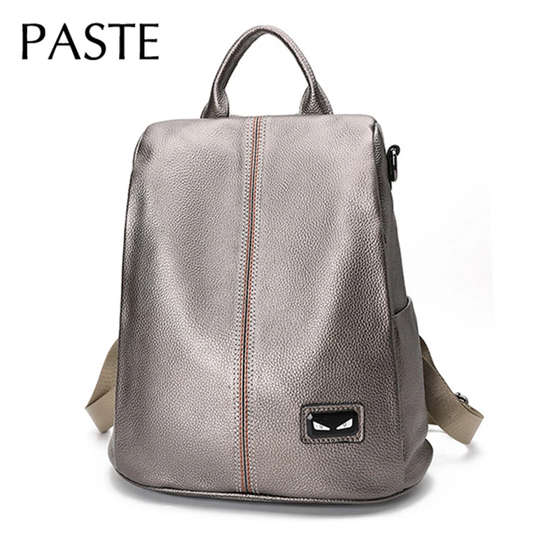 

2019 All-match Genuine Leather Women Shoulder Bag Leisure Cowhide Lady Backpack Sewing Thread Design Anti-theft Travel Bag