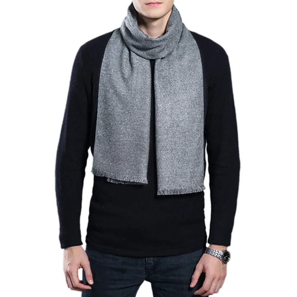 

Mens Winter Solid Color Scarf Tassel Pashmina Warm Wrap 9 Colors Soft Business