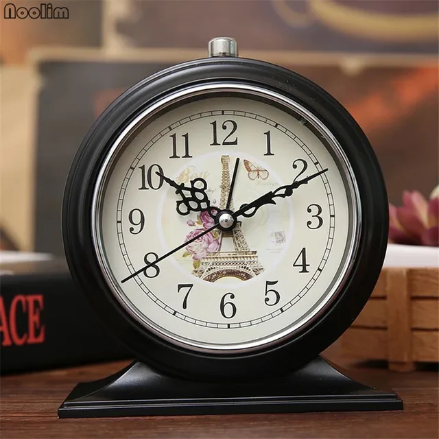 NOOLIM European Retro Silent Small Alarm Clock Bedroom Creative Night