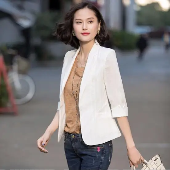 New Summer women's Half sleeve Jacket business office ladies formal Blazer Girl's Casual Fashion Tops