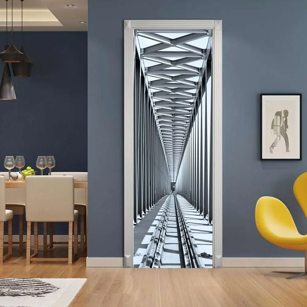 3D креативные настенные наклейки на дверь, обои, водонепроницаемые, для спальни, украшения дома, плакат, сделай сам, самоклеющиеся наклейки, домашний декор