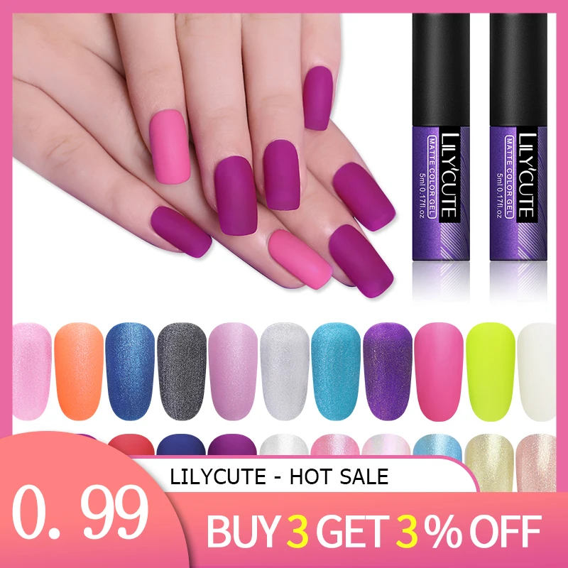 

LILYCUTE Matte Look UV Gel Polish Soak Off Glitter Pearl Manicure Gel Varnish Nail Art Design Nail Art Decoration Soak Off Gel