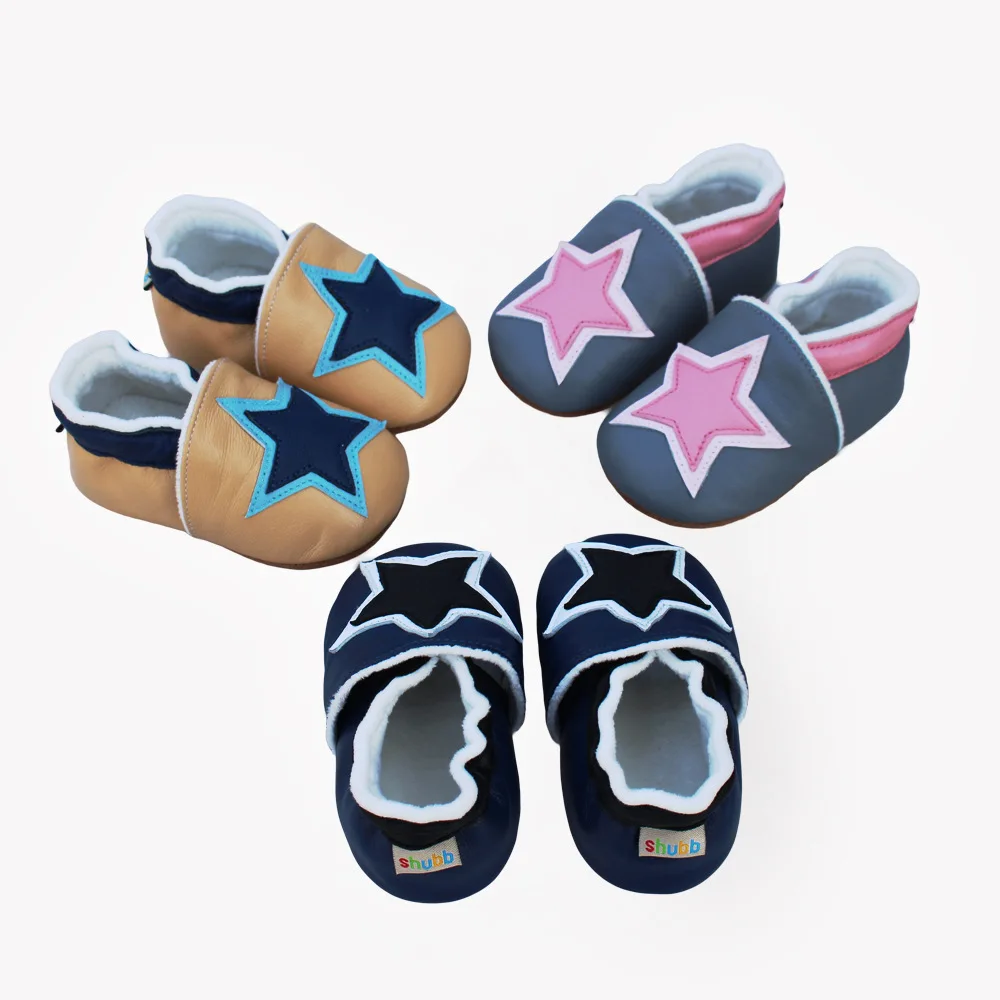 2019 Новое поступление, зимняя детская обувь со звездами, из натуральной кожи, с плюшевой подкладкой, детские мокасины с твердой подошвой, с