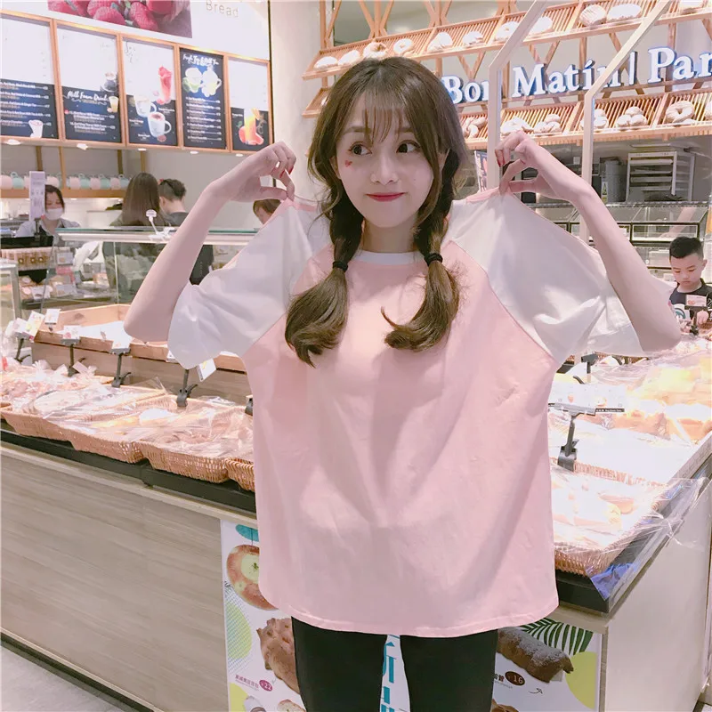 Женские футболки в японском стиле Harajuku женские хлопковые смешанных цветов