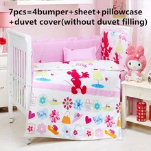 Промо-акция! 6/7 шт. из хлопка с героями мультфильмов, набор постельного белья для детей, чистый хлопчато-бумажные занавески для детской кроватки бампер детская кроватка комплекты для детской кроватки, 120*60/120*70 см