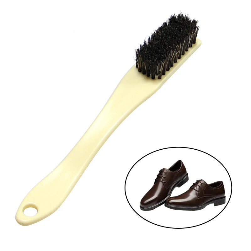 Handle Bristle Horse Hair Brush Shoe Boot Polish Shine Cleaning Dauber Brush 