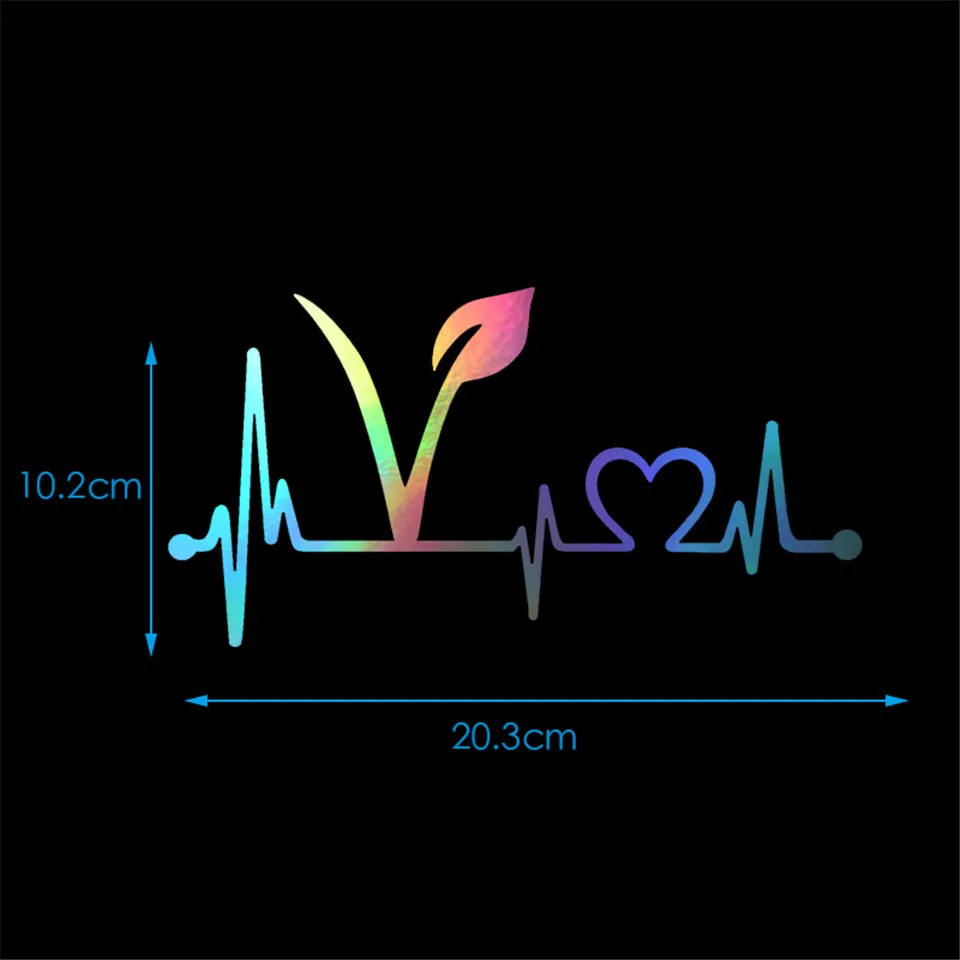 20.3cm10.2cm Car Sticker Vegan Vegetarian Heartbeat Lifeline Vinyl Car Accessories car-styling decals (6)