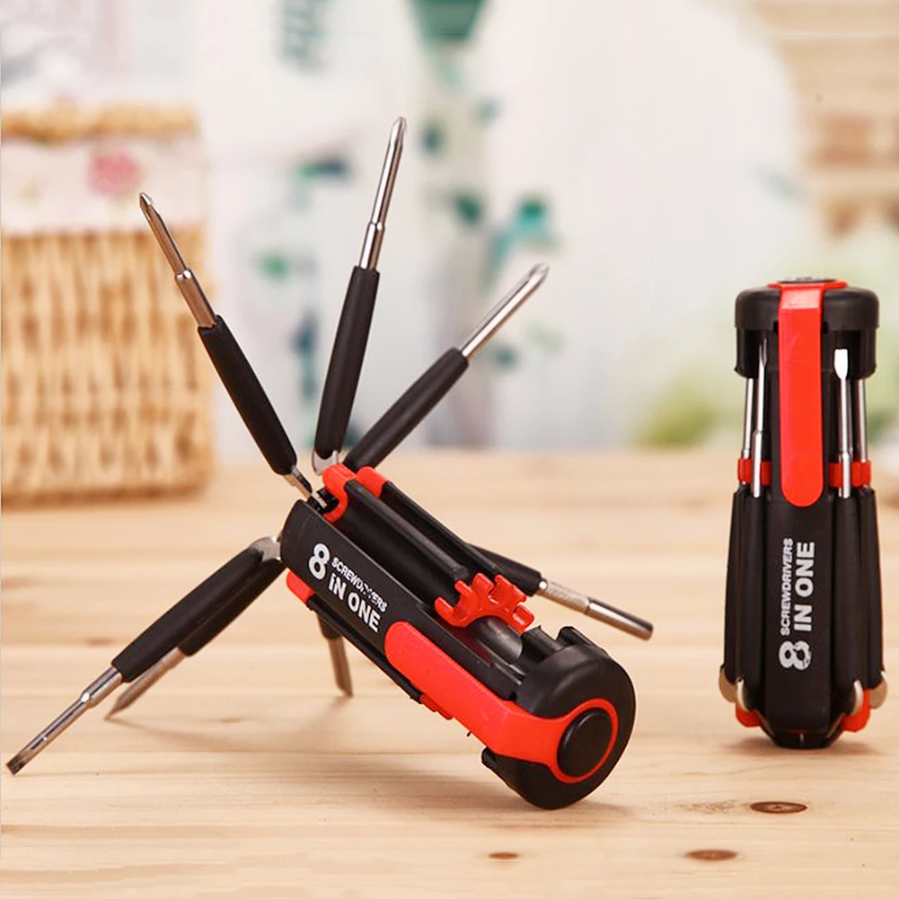 8 in 1 Multi Screwdriver With 6 LED Torch Hand Repair Tools Up Multi