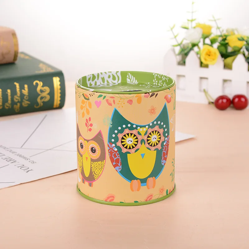 حامل قلم حصالة على شكل حيوان حصالة البومة المعدنية حصالة نقود معدنية