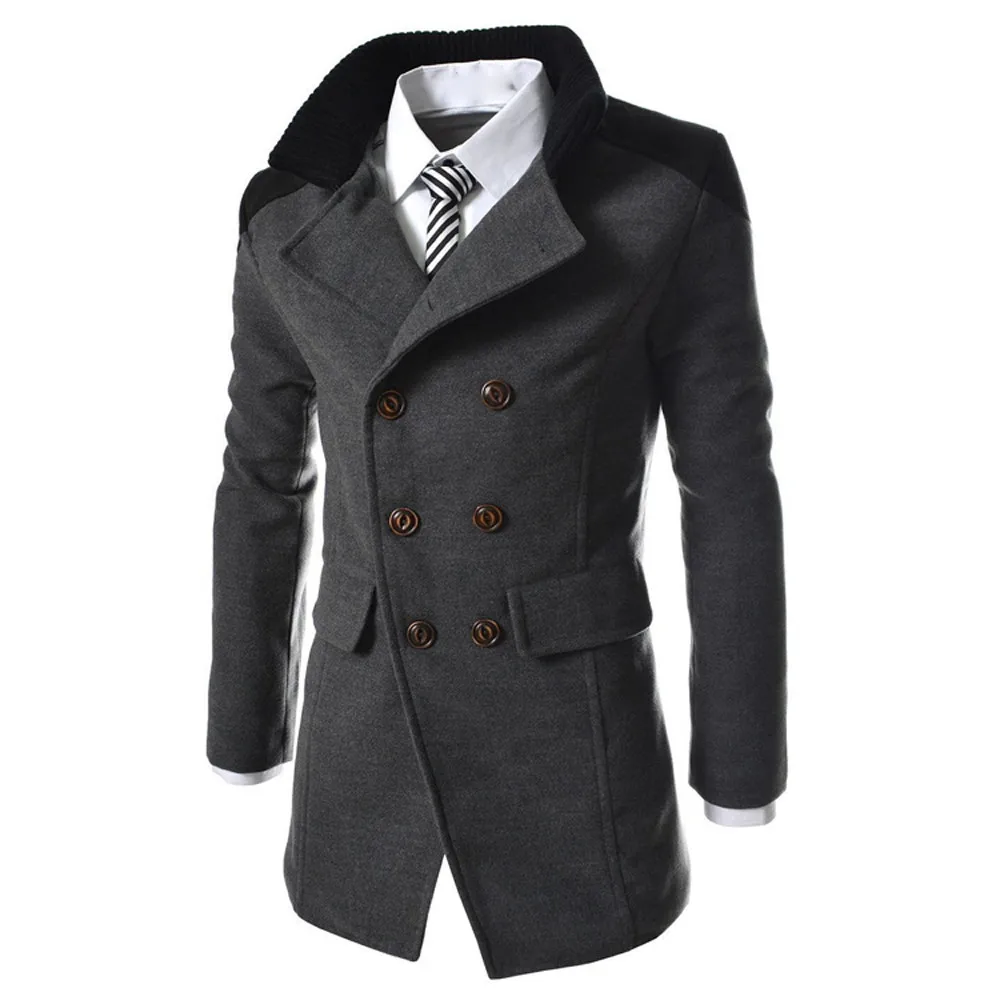 Мужские повседневные куртки, теплый зимний Тренч, длинная верхняя одежда, умное пальто на пуговицах, верхняя одежда