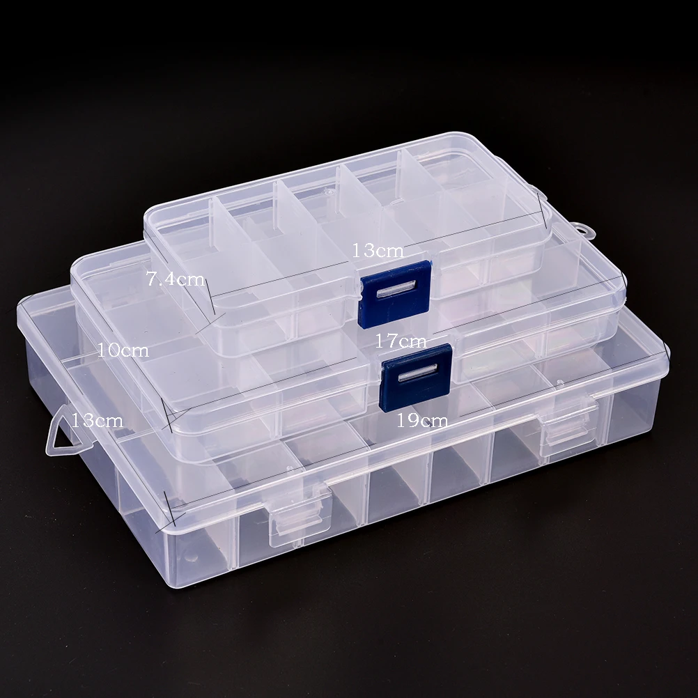 

1pc 15/10/24 Slots Adjustable Jewelry Storage Box Case Jewelry Bead Organizer Box Storage Container Case Craft Organizer Bin