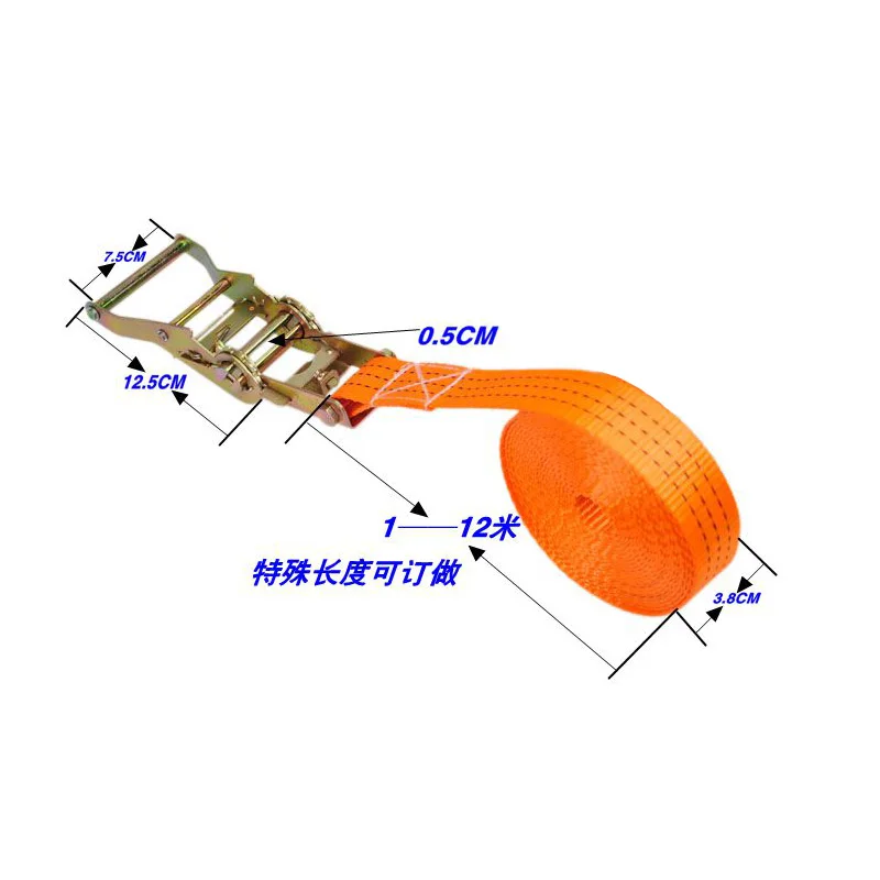1 шт. 1,5 дюйма 3,8 см x 1,5-12 метров стальной крепежный ремень для груза трещотка завязывается вниз с стяжная Пряжка тесьма из полиэфира