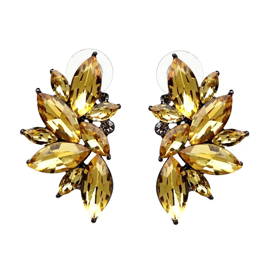 Смешанный винтажный дизайн полный кристалл серьги Модные женские Эффектные серьги-гвоздики с драгоценными камнями для женщин - Окраска металла: gold