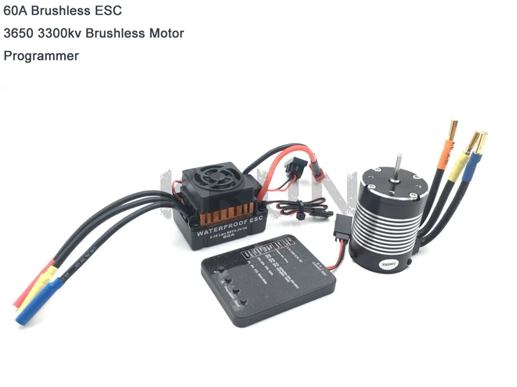 

NEW Upgrade Waterproof 3650 3300KV RC Brushless Motor + 60A ESC + Programmer Combo Set for 1/10 RC Car Truck Motor kit Rated 4.9